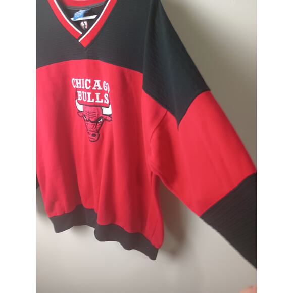 Vtg Pro Player NBA Chicago Bulls Red Crew Neck Sweater Sweatshirt Large - Picture 2 of 5